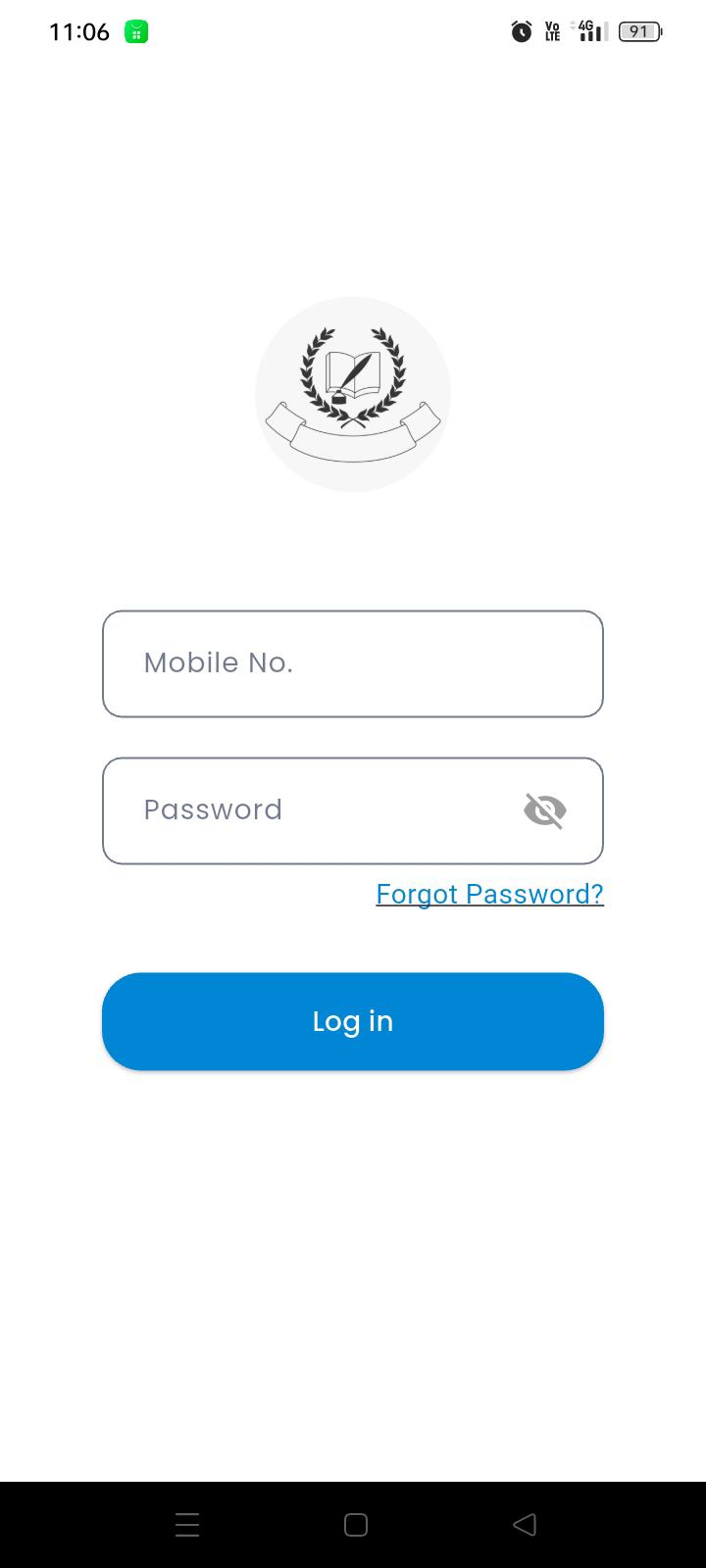 SchoolNX mobile login screen