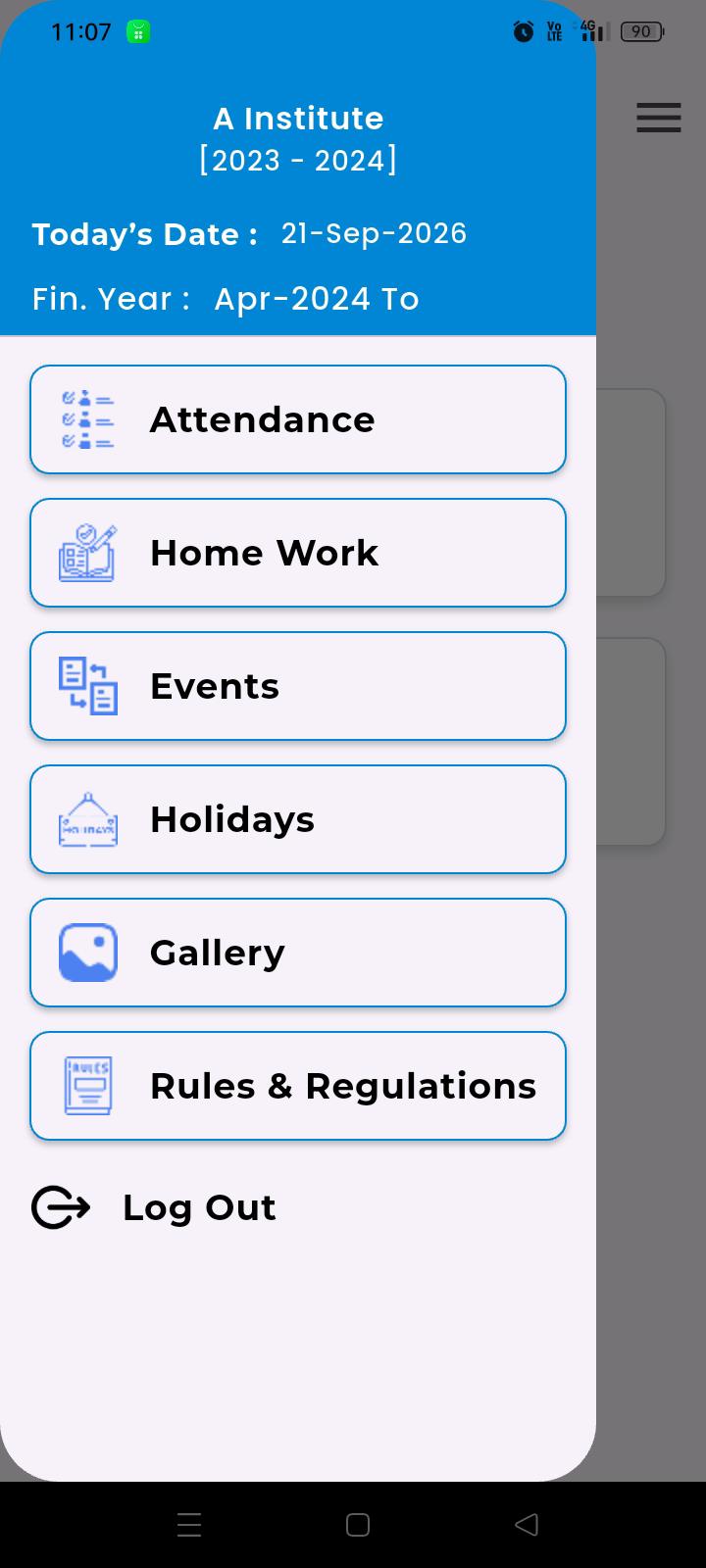 SchoolNX mobile navigation