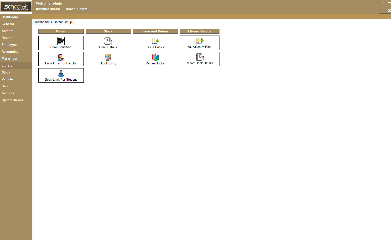 SchoolNX Pro library management screen