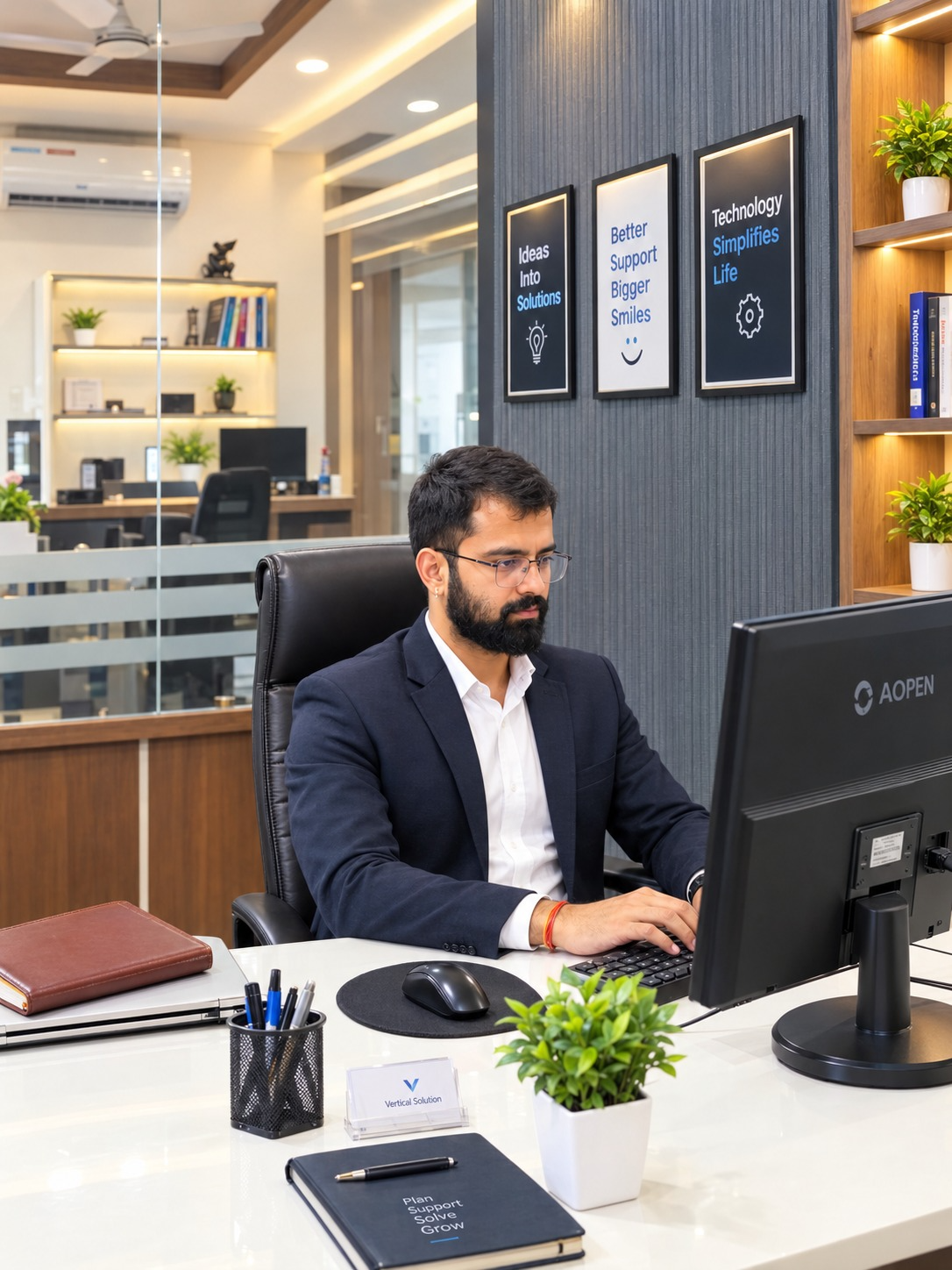 Vertical Solutions professional working at a support desk
