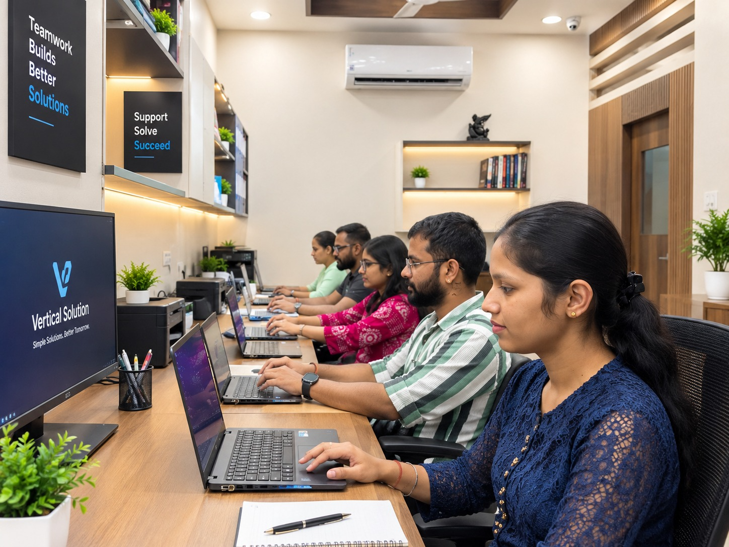 Vertical Solutions team working together in the office
